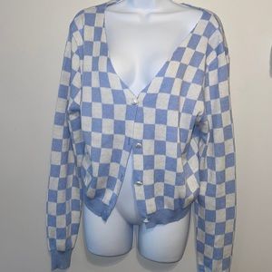 Checker Pattern Crop Cardigan​